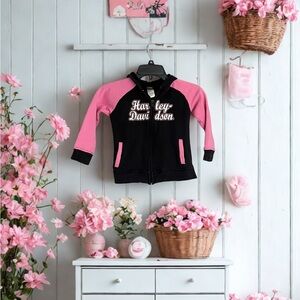 Harley-Davidson Girl’s Black and Pink Zip-Up Jacket